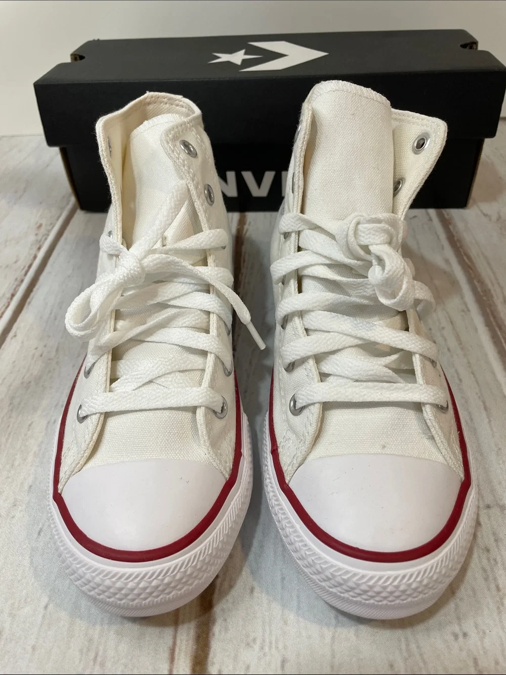 NEW Converse All Star Kids Youth 3 White Canvas High-Top Sneakers Chuck Taylor